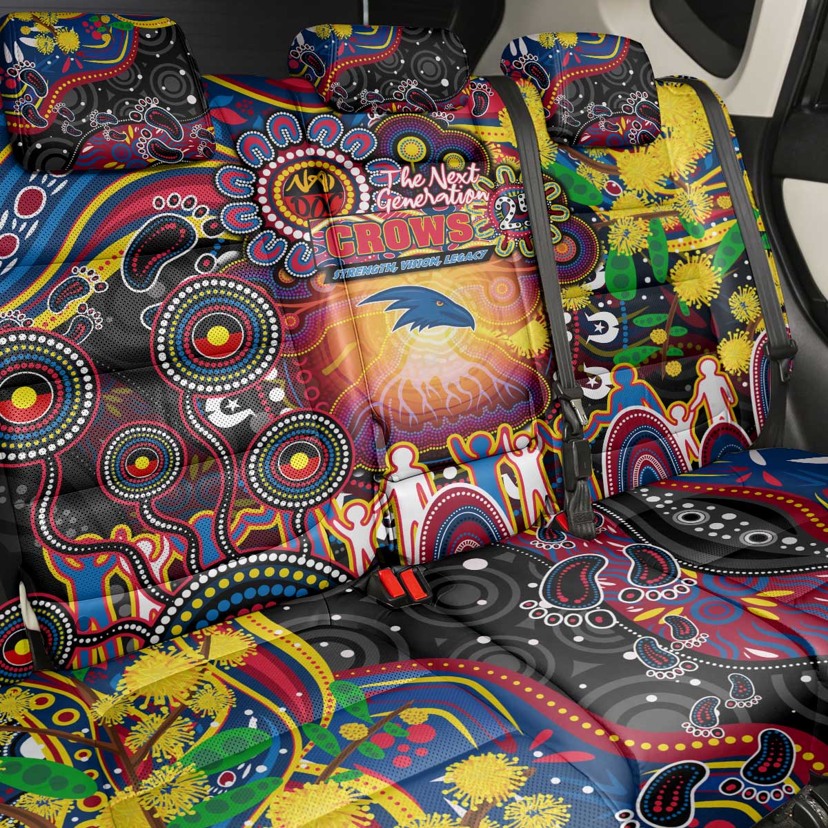 NAIDOC Week 2025 Crows Football Back Car Seat Cover Aboriginal Dot Painting
