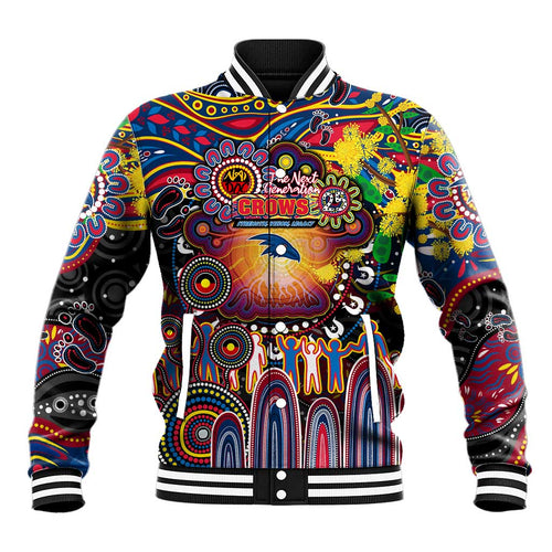 Personalised NAIDOC Week 2025 Crows Football Baseball Jacket Aboriginal Dot Painting