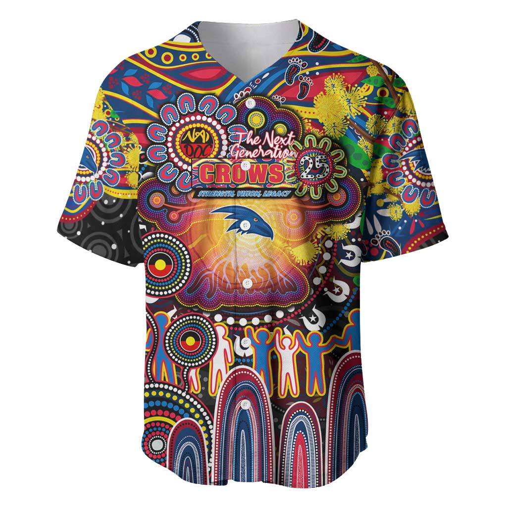 Personalised NAIDOC Week 2025 Crows Football Baseball Jersey Aboriginal Dot Painting