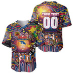 Personalised NAIDOC Week 2025 Crows Football Baseball Jersey Aboriginal Dot Painting