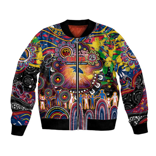 Personalised NAIDOC Week 2025 Crows Football Bomber Jacket Aboriginal Dot Painting