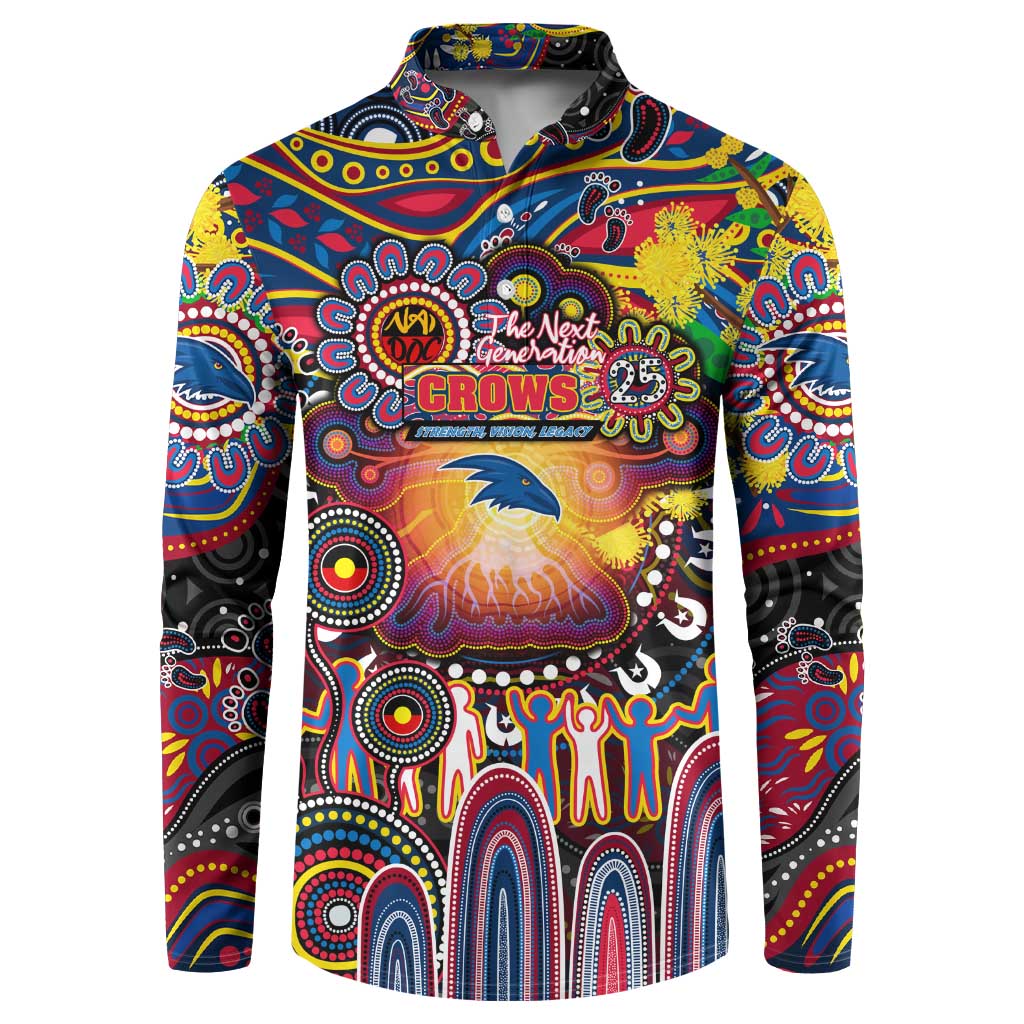 Personalised NAIDOC Week 2025 Crows Football Button Sweatshirt Aboriginal Dot Painting