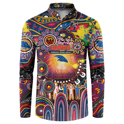 Personalised NAIDOC Week 2025 Crows Football Button Sweatshirt Aboriginal Dot Painting