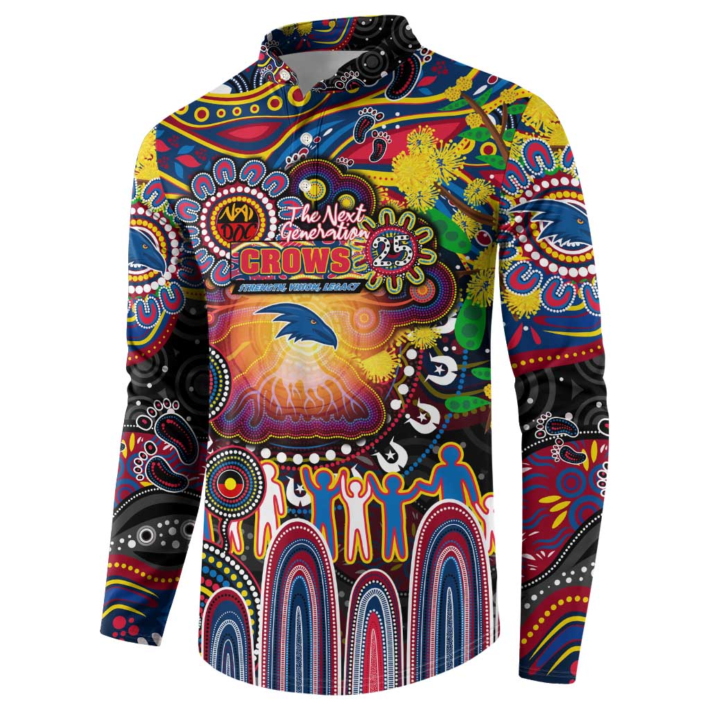 Personalised NAIDOC Week 2025 Crows Football Button Sweatshirt Aboriginal Dot Painting