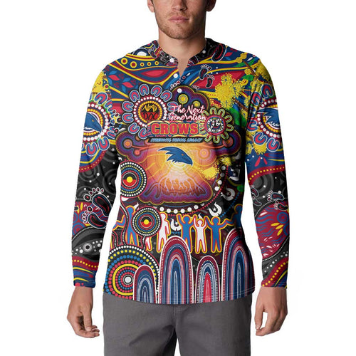 Personalised NAIDOC Week 2025 Crows Football Button Sweatshirt Aboriginal Dot Painting