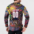 Personalised NAIDOC Week 2025 Crows Football Button Sweatshirt Aboriginal Dot Painting
