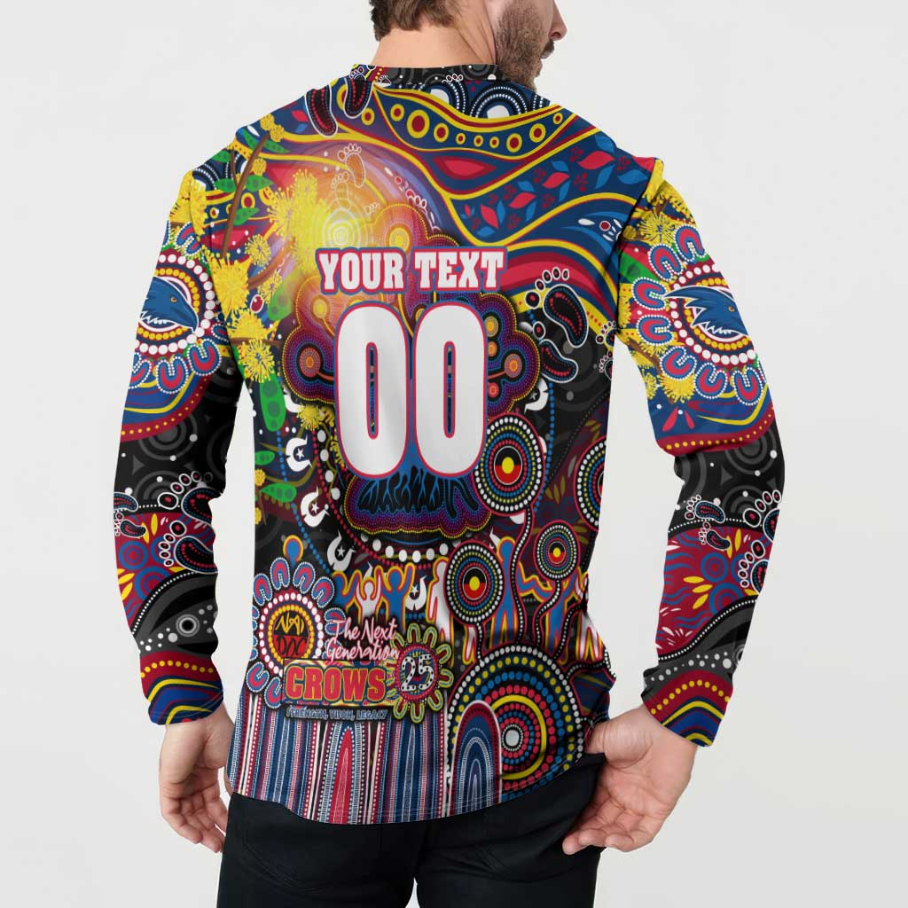 Personalised NAIDOC Week 2025 Crows Football Button Sweatshirt Aboriginal Dot Painting