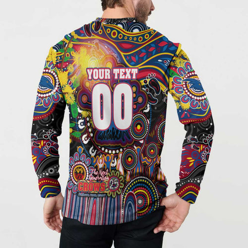 Personalised NAIDOC Week 2025 Crows Football Button Sweatshirt Aboriginal Dot Painting