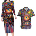 Personalised NAIDOC Week 2025 Crows Football Couples Matching Long Sleeve Bodycon Dress and Hawaiian Shirt Aboriginal Dot Painting