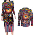 Personalised NAIDOC Week 2025 Crows Football Couples Matching Long Sleeve Bodycon Dress and Long Sleeve Button Shirt Aboriginal Dot Painting