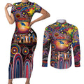 Personalised NAIDOC Week 2025 Crows Football Couples Matching Short Sleeve Bodycon Dress and Long Sleeve Button Shirt Aboriginal Dot Painting