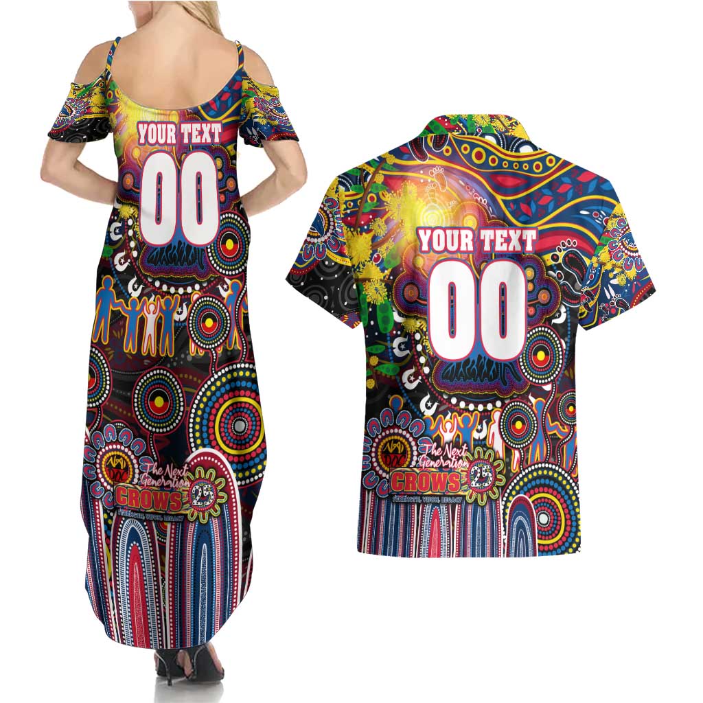 Personalised NAIDOC Week 2025 Crows Football Couples Matching Summer Maxi Dress and Hawaiian Shirt Aboriginal Dot Painting