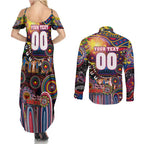 Personalised NAIDOC Week 2025 Crows Football Couples Matching Summer Maxi Dress and Long Sleeve Button Shirt Aboriginal Dot Painting