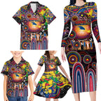 Personalised NAIDOC Week 2025 Crows Football Family Matching Long Sleeve Bodycon Dress and Hawaiian Shirt Aboriginal Dot Painting