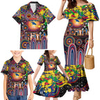 Personalised NAIDOC Week 2025 Crows Football Family Matching Mermaid Dress and Hawaiian Shirt Aboriginal Dot Painting