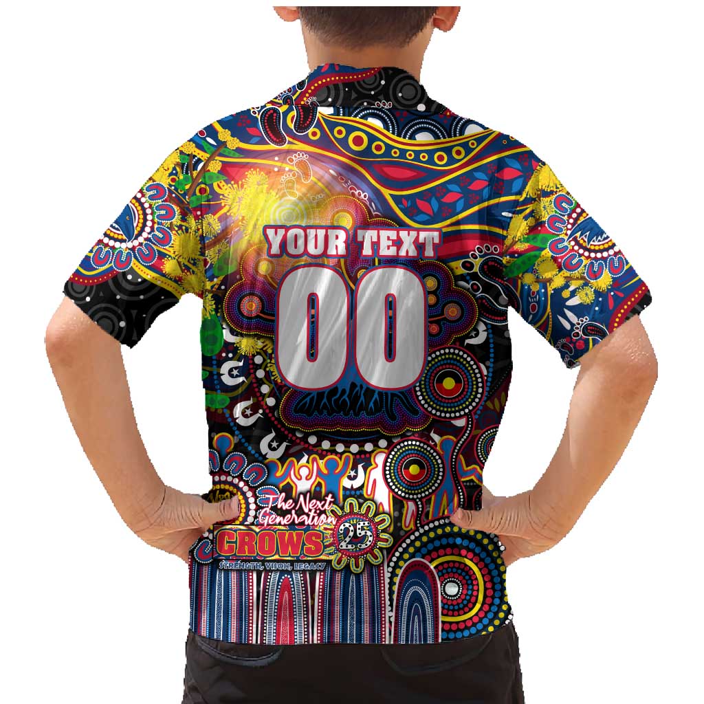 Personalised NAIDOC Week 2025 Crows Football Family Matching Mermaid Dress and Hawaiian Shirt Aboriginal Dot Painting