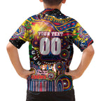 Personalised NAIDOC Week 2025 Crows Football Family Matching Off The Shoulder Long Sleeve Dress and Hawaiian Shirt Aboriginal Dot Painting