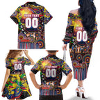 Personalised NAIDOC Week 2025 Crows Football Family Matching Off The Shoulder Long Sleeve Dress and Hawaiian Shirt Aboriginal Dot Painting