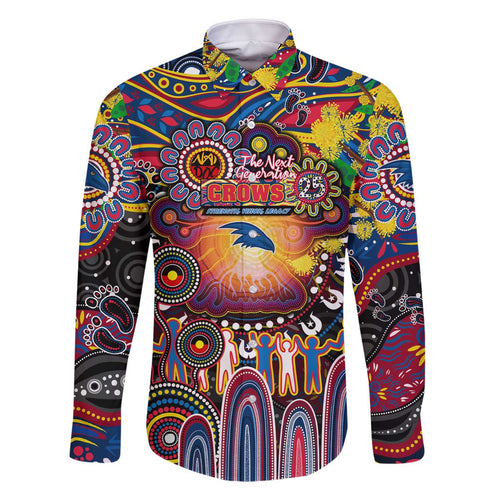 Personalised NAIDOC Week 2025 Crows Football Family Matching Off The Shoulder Long Sleeve Dress and Hawaiian Shirt Aboriginal Dot Painting