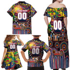Personalised NAIDOC Week 2025 Crows Football Family Matching Off Shoulder Maxi Dress and Hawaiian Shirt Aboriginal Dot Painting