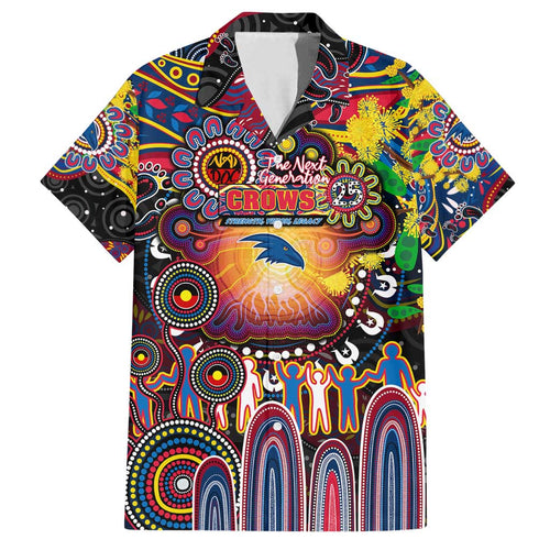 Personalised NAIDOC Week 2025 Crows Football Family Matching Off Shoulder Short Dress and Hawaiian Shirt Aboriginal Dot Painting