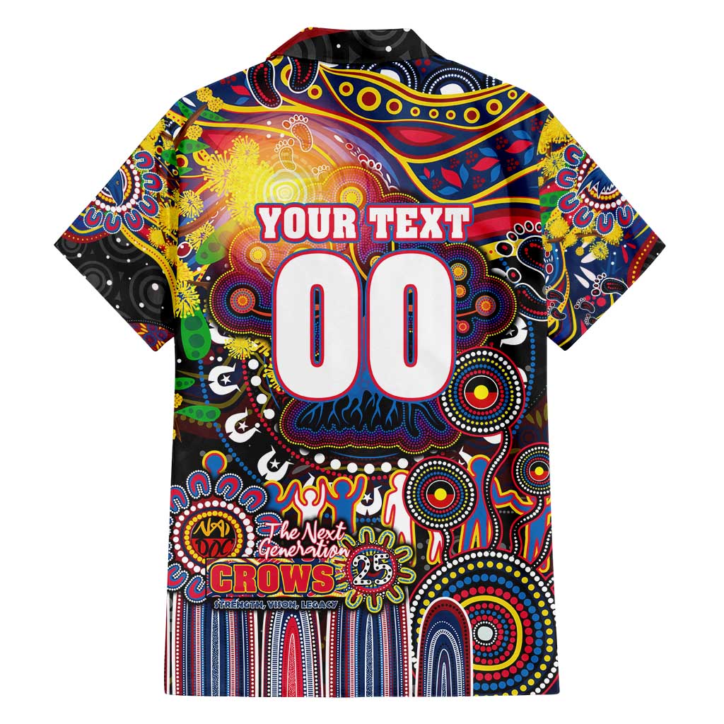 Personalised NAIDOC Week 2025 Crows Football Family Matching Off Shoulder Short Dress and Hawaiian Shirt Aboriginal Dot Painting