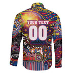 Personalised NAIDOC Week 2025 Crows Football Family Matching Off Shoulder Short Dress and Hawaiian Shirt Aboriginal Dot Painting