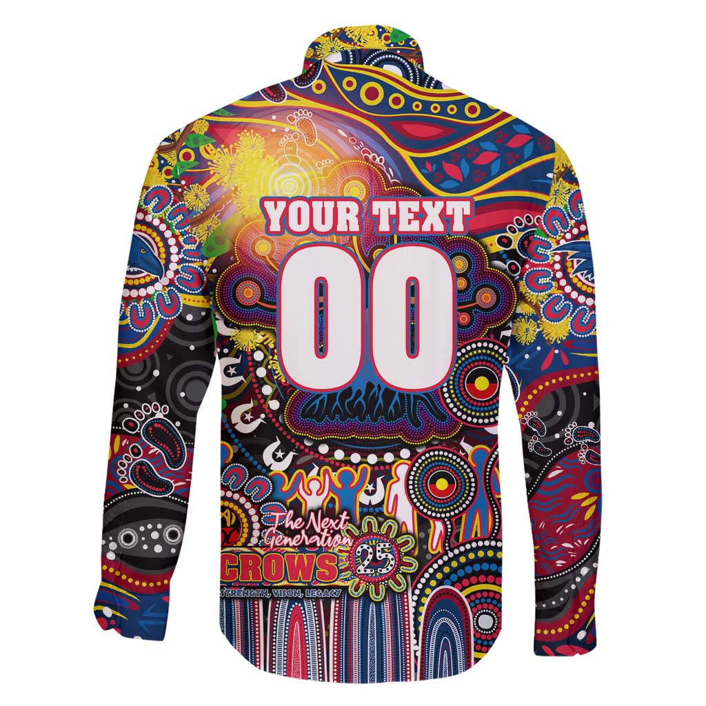 Personalised NAIDOC Week 2025 Crows Football Family Matching Off Shoulder Short Dress and Hawaiian Shirt Aboriginal Dot Painting