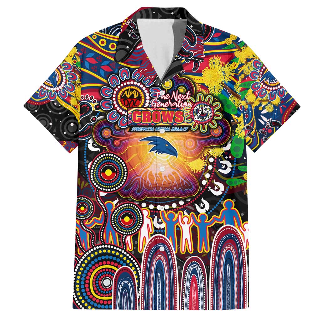 Personalised NAIDOC Week 2025 Crows Football Family Matching Puletasi and Hawaiian Shirt Aboriginal Dot Painting