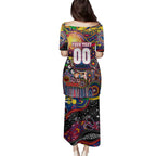 Personalised NAIDOC Week 2025 Crows Football Family Matching Puletasi and Hawaiian Shirt Aboriginal Dot Painting