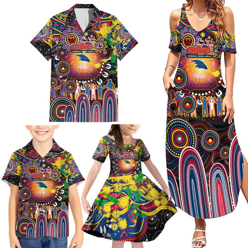 Personalised NAIDOC Week 2025 Crows Football Family Matching Summer Maxi Dress and Hawaiian Shirt Aboriginal Dot Painting