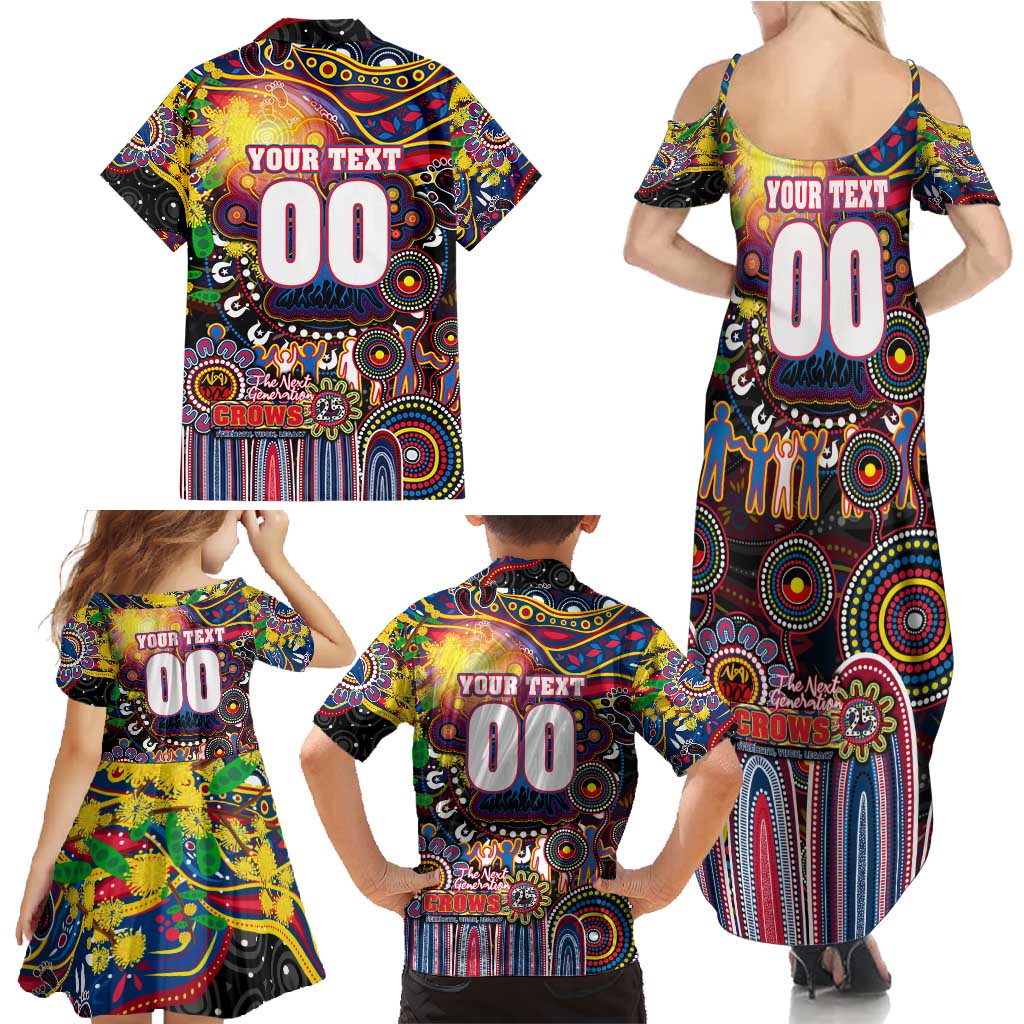 Personalised NAIDOC Week 2025 Crows Football Family Matching Summer Maxi Dress and Hawaiian Shirt Aboriginal Dot Painting
