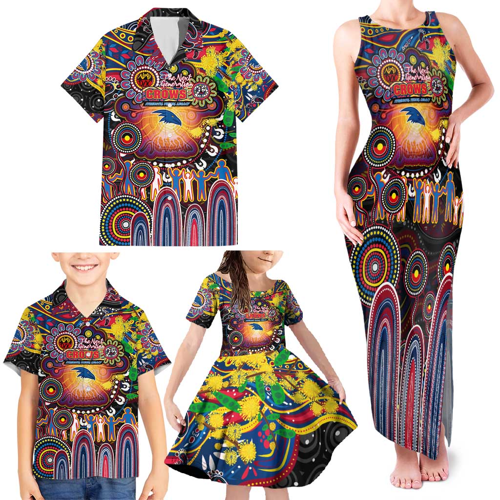 Personalised NAIDOC Week 2025 Crows Football Family Matching Tank Maxi Dress and Hawaiian Shirt Aboriginal Dot Painting