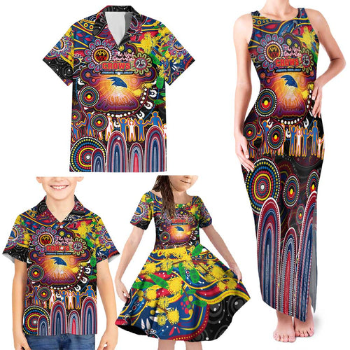 Personalised NAIDOC Week 2025 Crows Football Family Matching Tank Maxi Dress and Hawaiian Shirt Aboriginal Dot Painting