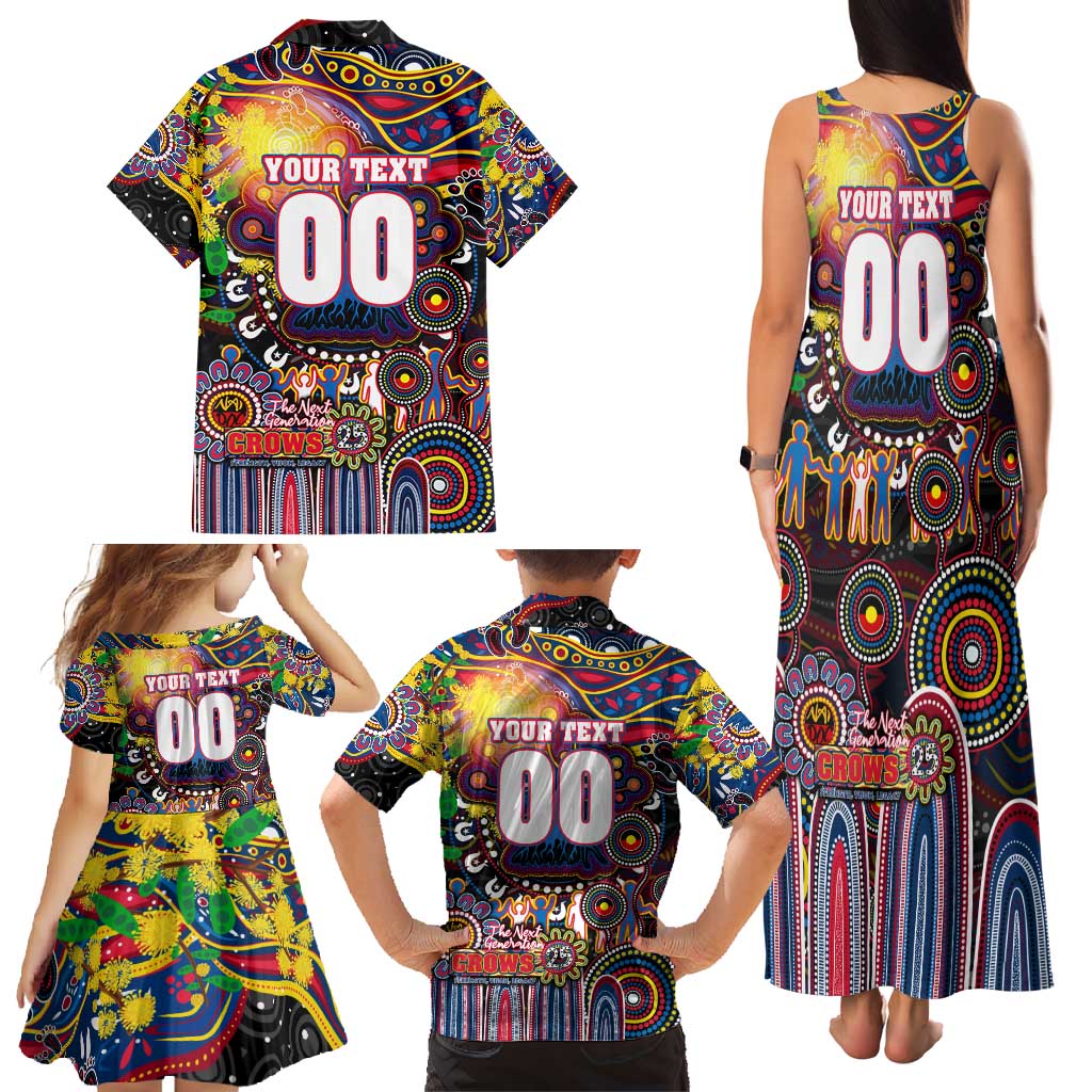 Personalised NAIDOC Week 2025 Crows Football Family Matching Tank Maxi Dress and Hawaiian Shirt Aboriginal Dot Painting