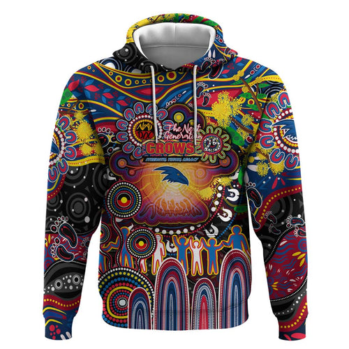 Personalised NAIDOC Week 2025 Crows Football Hoodie Aboriginal Dot Painting