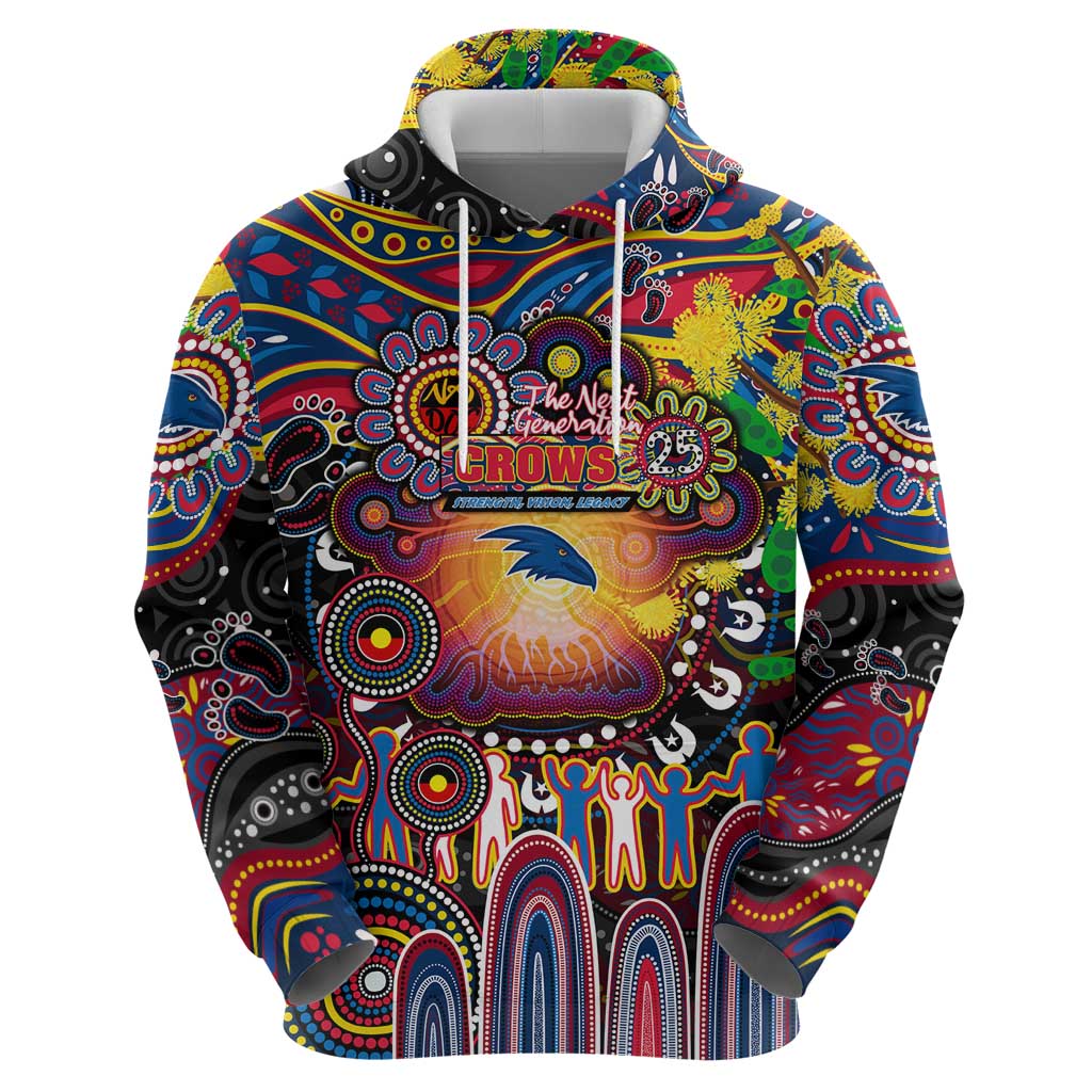 Personalised NAIDOC Week 2025 Crows Football Hoodie Aboriginal Dot Painting