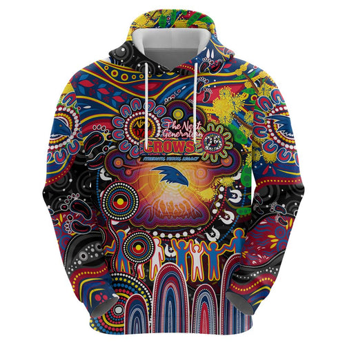 Personalised NAIDOC Week 2025 Crows Football Hoodie Aboriginal Dot Painting