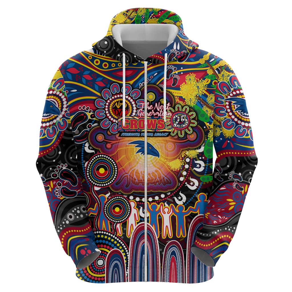 Personalised NAIDOC Week 2025 Crows Football Hoodie Aboriginal Dot Painting