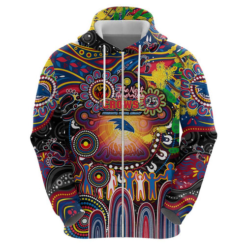 Personalised NAIDOC Week 2025 Crows Football Hoodie Aboriginal Dot Painting
