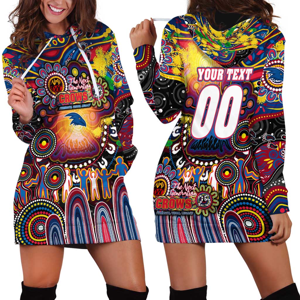 Personalised NAIDOC Week 2025 Crows Football Hoodie Dress Aboriginal Dot Painting