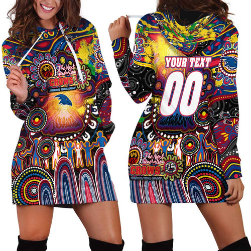 Personalised NAIDOC Week 2025 Crows Football Hoodie Dress Aboriginal Dot Painting