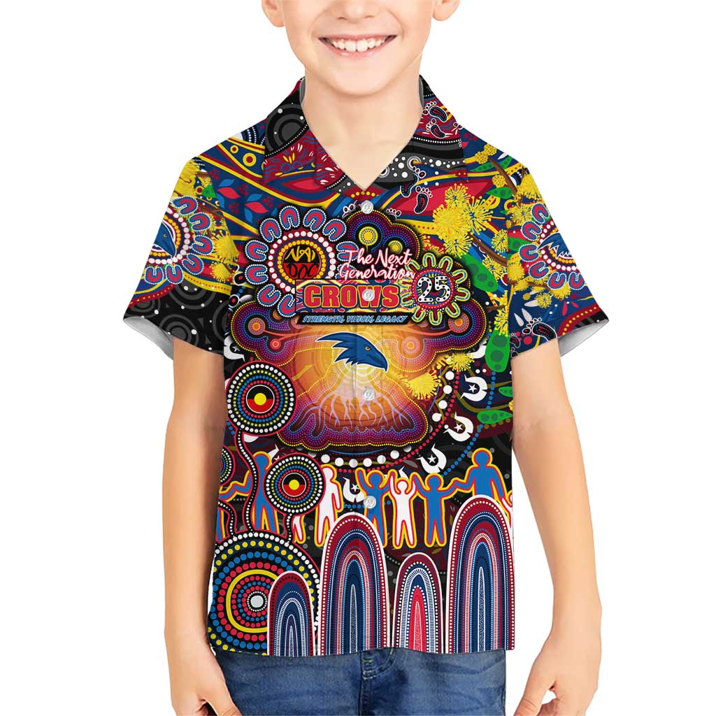 Personalised NAIDOC Week 2025 Crows Football Kid Hawaiian Shirt Aboriginal Dot Painting