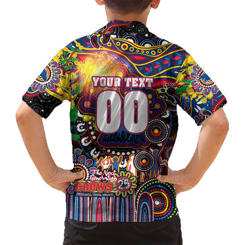 Personalised NAIDOC Week 2025 Crows Football Kid Hawaiian Shirt Aboriginal Dot Painting