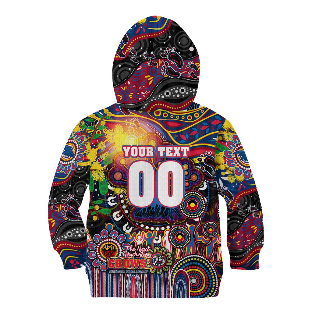 Personalised NAIDOC Week 2025 Crows Football Kid Hoodie Aboriginal Dot Painting