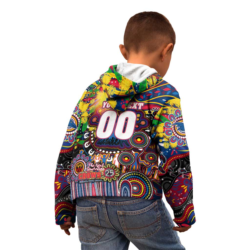 Personalised NAIDOC Week 2025 Crows Football Kid Hoodie Aboriginal Dot Painting