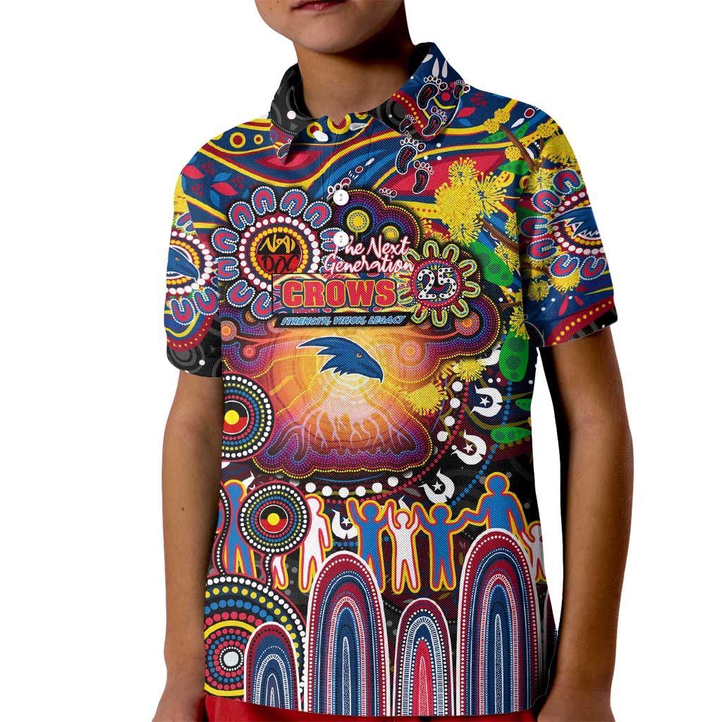 Personalised NAIDOC Week 2025 Crows Football Kid Polo Shirt Aboriginal Dot Painting