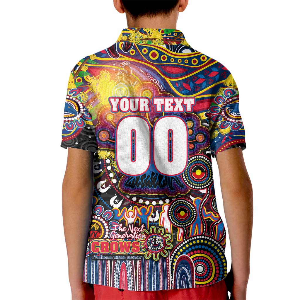 Personalised NAIDOC Week 2025 Crows Football Kid Polo Shirt Aboriginal Dot Painting