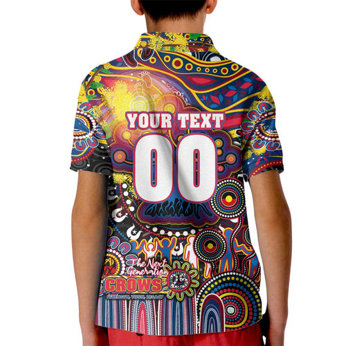 Personalised NAIDOC Week 2025 Crows Football Kid Polo Shirt Aboriginal Dot Painting