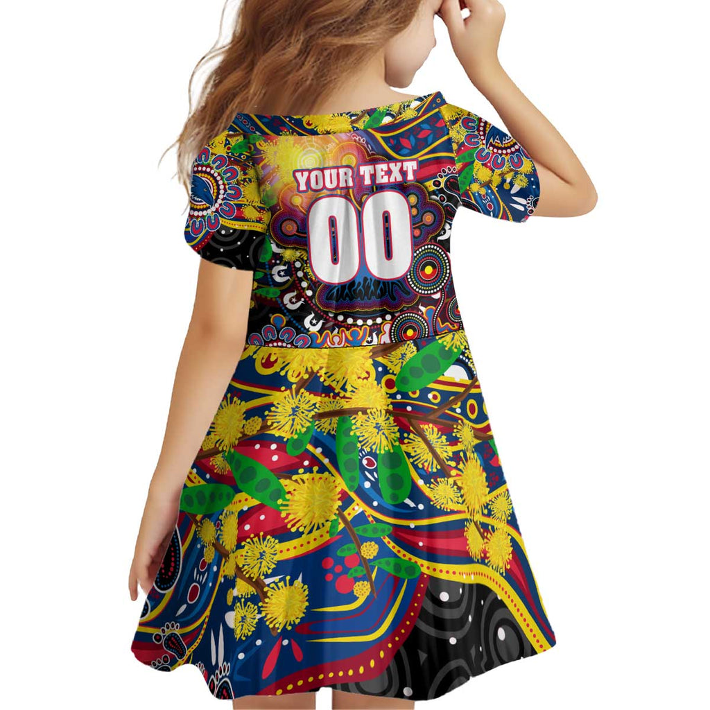 Personalised NAIDOC Week 2025 Crows Football Kid Short Sleeve Dress Aboriginal Dot Painting
